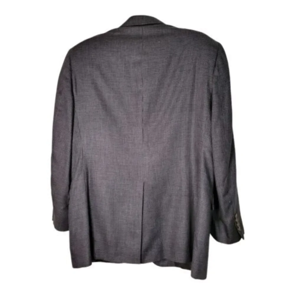 Vintage Jos A‎ Bank 100% Silk Men's L Large Houndstooth Gray Black Blazer Jacket